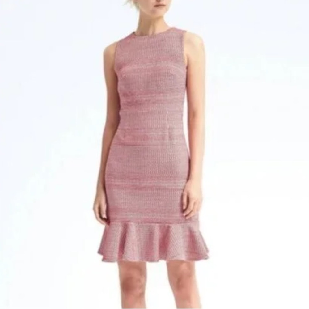 Banana Republic Red Pink Crisscrossed Flounce Sleeveless Dress - 2